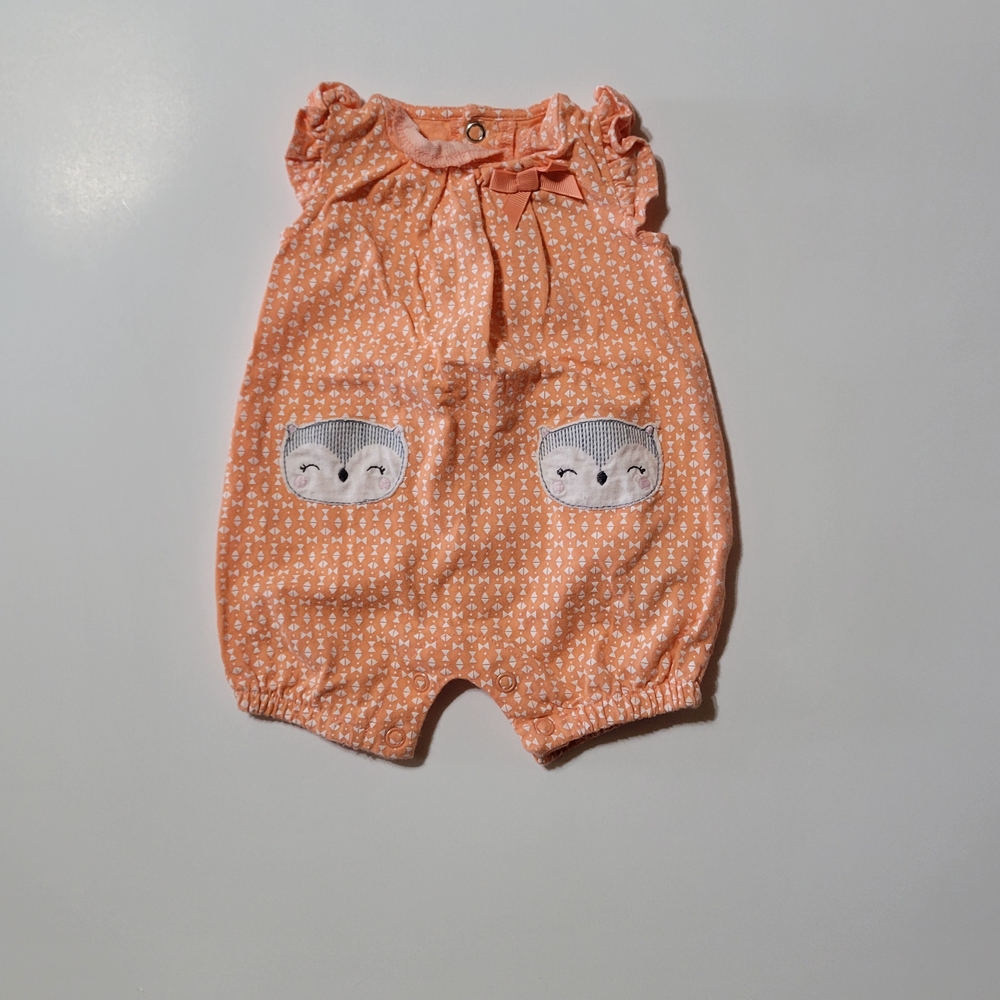 Carter’s Baby Girl Fox Romper Newborn Orange One Piece Outfit